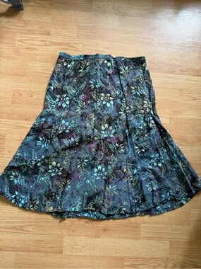 VTG 90s Windi River Earthy Batik Rayon Midi Skirt M